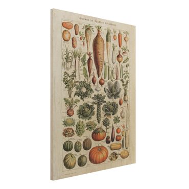 Obraz z drewna - Tablica edukacyjna w stylu vintage Warzywa