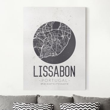 Obraz na płótnie - Mapa miasta Lizbona - Retro