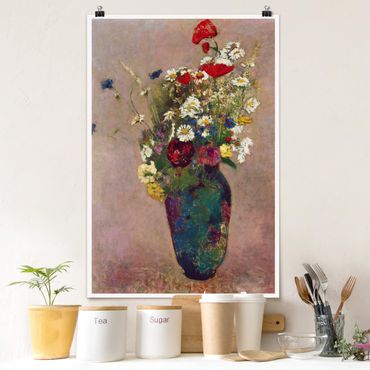 Plakat - Odilon Redon - Wazon na kwiaty z makami