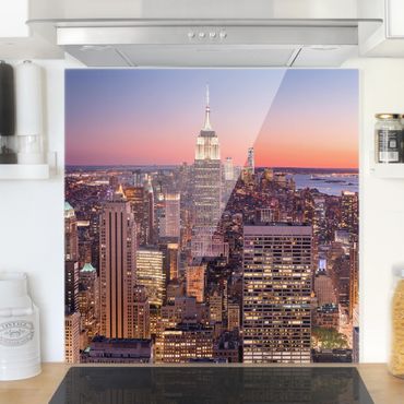 Panel szklany do kuchni - Zachód słońca Manhattan Nowy Jork
