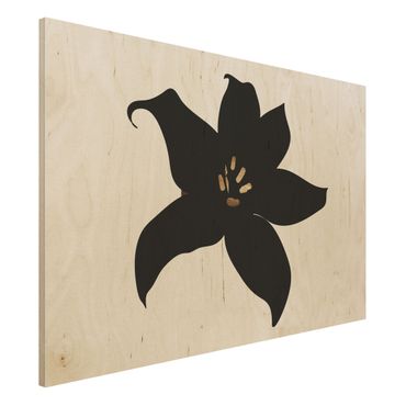 Obraz z drewna - Graficzny świat roślin - Orchidea czarno-złota