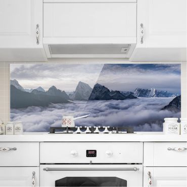 Panel szklany do kuchni - Morze chmur w Himalajach