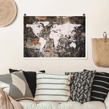 Plakat - Stara ścienna mapa świata