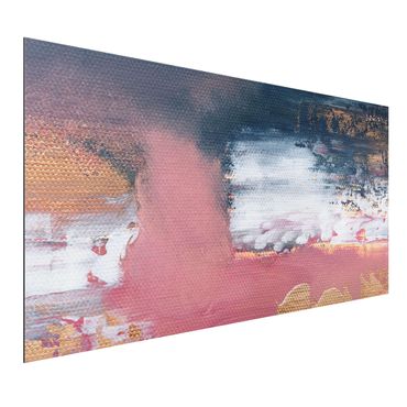 Obraz Alu-Dibond - Różowa burza z złotem