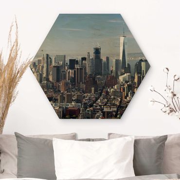 Obraz heksagonalny z drewna - Widok z Empire State Building