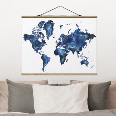 Plakat z wieszakiem - Wodna mapa świata światło