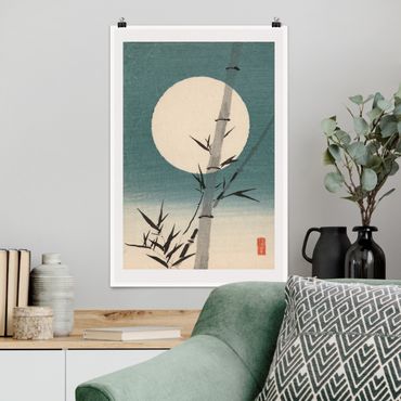 Plakat - Japoński rysunek Bambus i księżyc