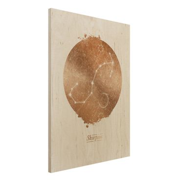 Obraz z drewna - Znak zodiaku Scorpio Złoto