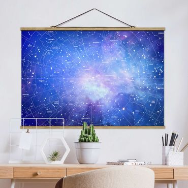 Plakat z wieszakiem - Mapa nieba z obrazem gwiazd