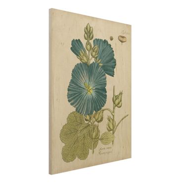 Obraz z drewna - Botanika w stylu vintage z topolą z niebieską różą
