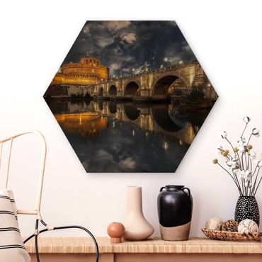 Obraz heksagonalny z drewna - Ponte Sant'Angelo w Rzymie
