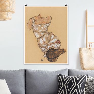 Plakat - Egon Schiele - Kobiecy tors w bieliźnie