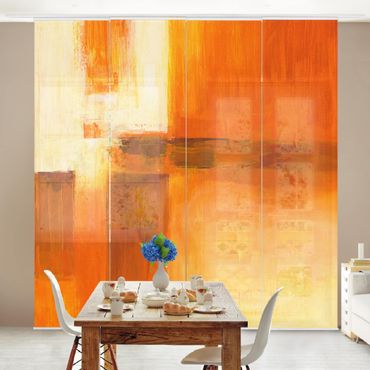 Zasłony panelowe zestaw - Kompozycja w kolorach pomarańczowym i brązowym 01