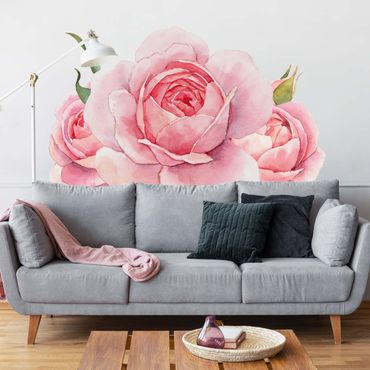 Naklejka na ścianę - Akwarela Różowa róża XXL