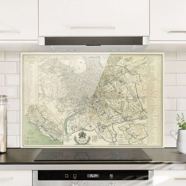 Panel szklany do kuchni - Mapa miasta w stylu vintage Rzym antyk