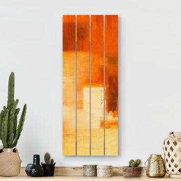 Obraz z drewna - Kompozycja w kolorze pomarańczowym i brązowym 03
