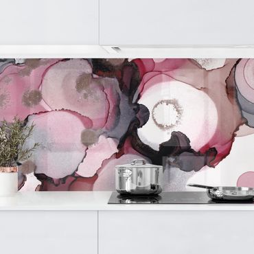 Panel ścienny do kuchni - Krople różowego beżu z różowym złotem