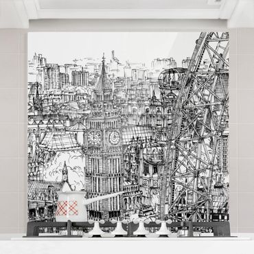 Panel szklany do kuchni - Studium miasta - London Eye