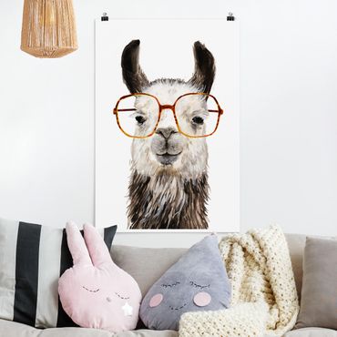Plakat - Hippy Llama w okularach IV