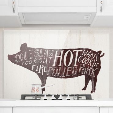 Panel szklany do kuchni - Gospodarstwo BBQ - świnia