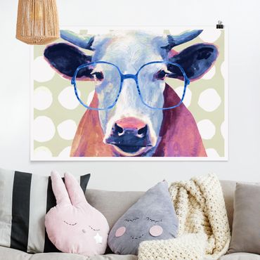 Plakat - Brillowane zwierzęta - krowa