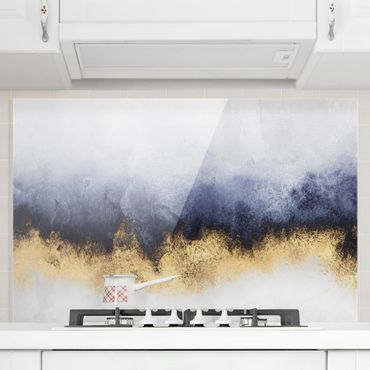 Panel szklany do kuchni - Pochmurne niebo w kolorze złotym