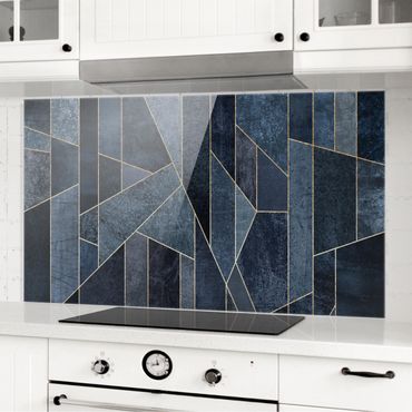 Panel szklany do kuchni - Błękitna geometria Akwarela