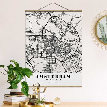 Plakat z wieszakiem - Mapa miasta Amsterdam - Klasyczna