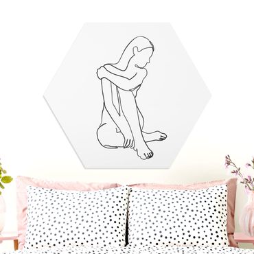 Obraz heksagonalny z Forex - Linia Art Kobieta naga czarno-biały