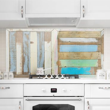 Panel szklany do kuchni - Rustykalne drewno