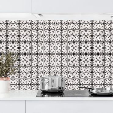 Panel ścienny do kuchni - Wzór płytki Geometria gwiazdy Czarny