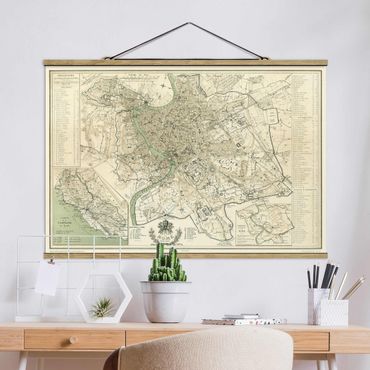 Plakat z wieszakiem - Mapa miasta w stylu vintage Rzym antyk