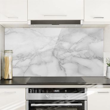Panel szklany do kuchni - Marmurowe elementy optyczne czarno-biały
