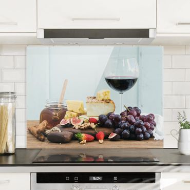 Panel szklany do kuchni - Ser i wino