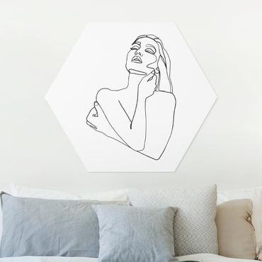 Obraz heksagonalny z Forex - Line Art Kobieta górna część ciała czarno-biały