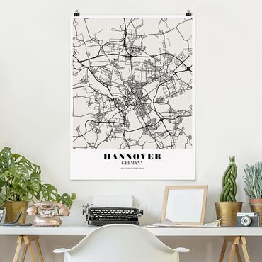 Plakat - Mapa miasta Hanower - Klasyczna