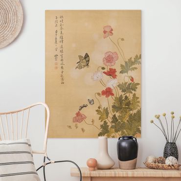 Obraz na płótnie - Yuanyu Ma - Maki i motyle