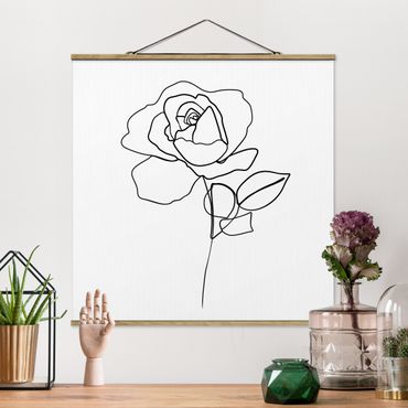 Plakat z wieszakiem - Line Art Róża czarno-biały