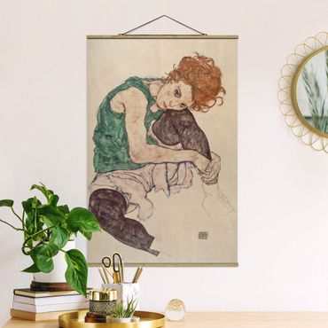 Plakat z wieszakiem - Egon Schiele - Siedząca kobieta z podniesionym kolanem