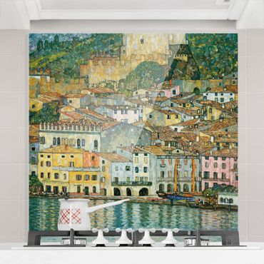 Panel szklany do kuchni - Gustav Klimt - Malcesine nad jeziorem Garda