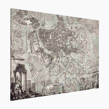Tablica magnetyczna - Mapa miasta w stylu vintage Rzymu