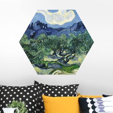 Obraz heksagonalny z Alu-Dibond - Vincent van Gogh - Drzewa oliwne