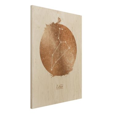 Obraz z drewna - Znak zodiaku Lew Złoto