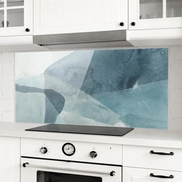 Panel szklany do kuchni - Fale w kolorze niebieskim I