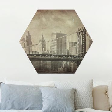Obraz heksagonalny z Alu-Dibond - Vintage Nowy Jork