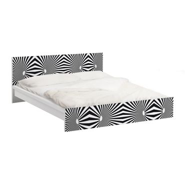 Okleina meblowa IKEA - Malm łóżko 140x200cm - Psychedeliczny czarno-biały wzór