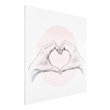 Obraz Forex - Ilustracja Serce Dłonie Koło Różowy Biały