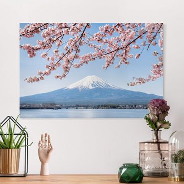 Obraz na płótnie - Kwiaty wiśni z górą Fuji