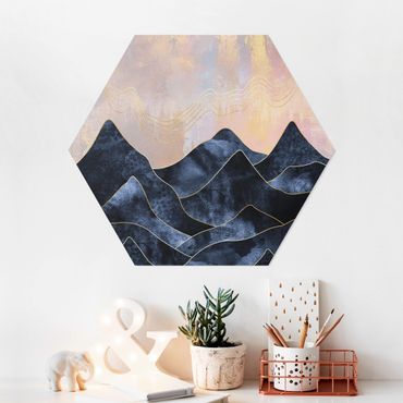 Obraz heksagonalny z Forex - Złoty świt nad górami