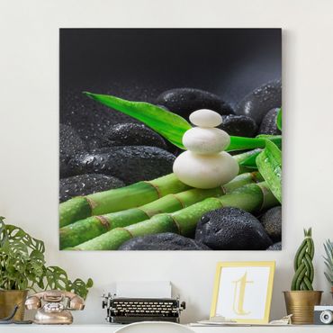 Obraz na płótnie - Białe kamienie na bambusie